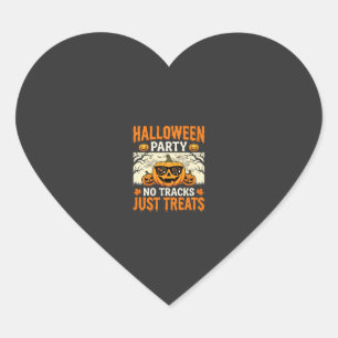 Halloween Party No Tracks Just Treats Pumpkin Heart Sticker