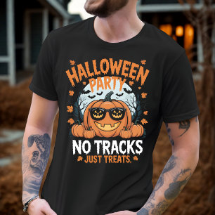 Halloween Party No Tracks Just Treats Pumpkin T-Shirt
