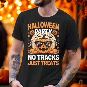 Halloween Party No Tracks Just Treats Pumpkin T-Shirt
