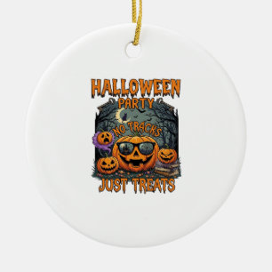 Halloween Party No Tracks Just Treats Sunglasses P Ceramic Tree Decoration