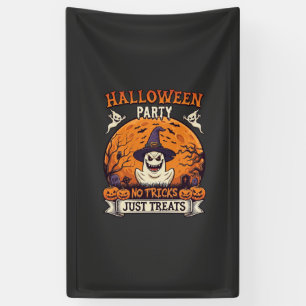 Halloween Party No Tricks Just Treats Ghost Moon P Banner