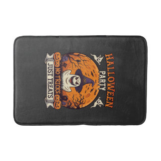 Halloween Party No Tricks Just Treats Ghost Moon P Bath Mat