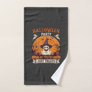 Halloween Party No Tricks Just Treats Ghost Moon P Hand Towel