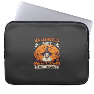 Halloween Party No Tricks Just Treats Ghost Moon P Laptop Sleeve