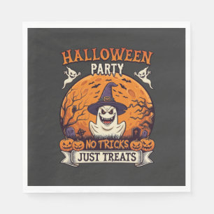 Halloween Party No Tricks Just Treats Ghost Moon P Napkin