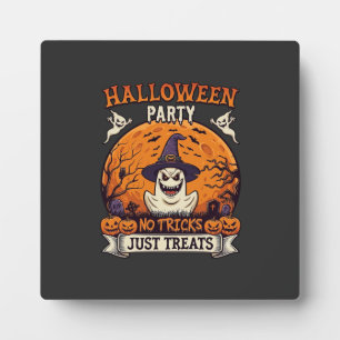 Halloween Party No Tricks Just Treats Ghost Moon P Plaque