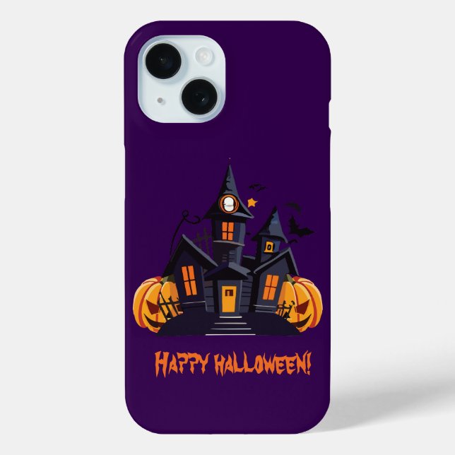 Halloween party orange pumpkin castle purple Case-Mate iPhone case (Back)