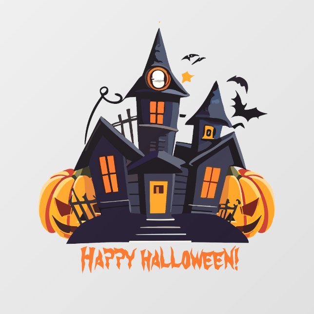 Halloween party orange pumpkin castle  window cling (Sheet)