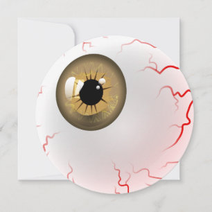 Halloween Party! Personalised Spooky Brown Eyeball Invitation
