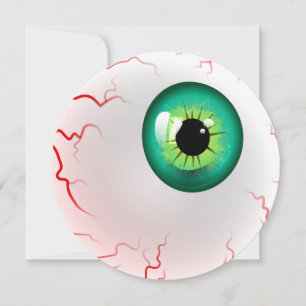 Halloween Party! Personalised Spooky Green Eyeball Invitation