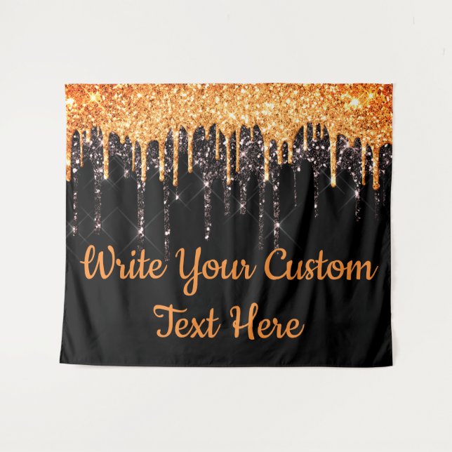 Halloween Party Photo Booth Backdrop Orange Black Tapestry (Front (Horizontal))