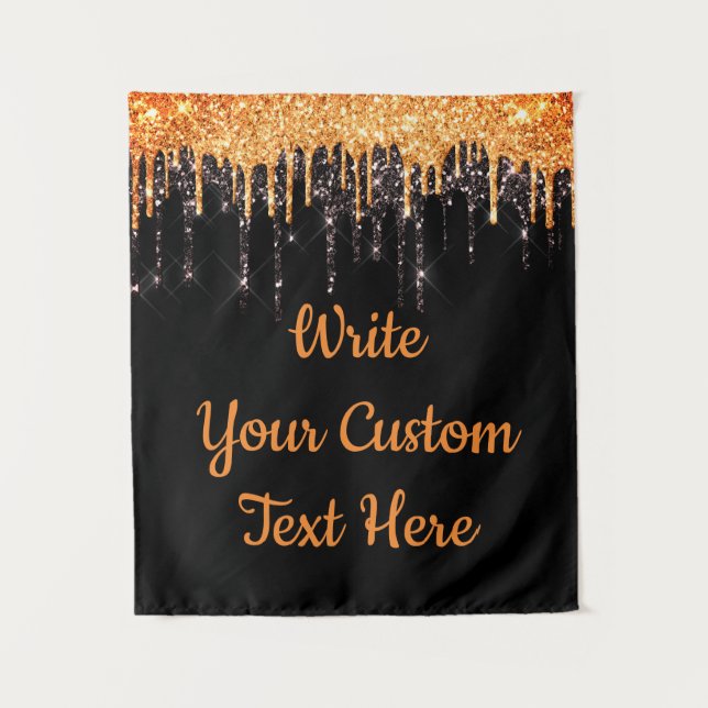 Halloween Party Photo Booth Backdrop Orange Black Tapestry (Front)