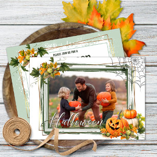 Halloween Party Photo Invitation with Pumpkins