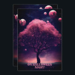 Halloween Party Pink Tree Red Moon Dark Night Invitation<br><div class="desc">Halloween Party Pink Tree Red Moon Dark Night Invitation. Unique,  beautiful,  stylish design. Easy to be personalised. Font style,  size and colours can be changed. Matching items are available.</div>