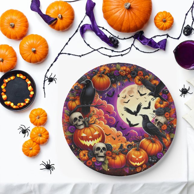 Halloween Party Plates: Spooky and Festive Design Paper Plate (Creator Uploaded)