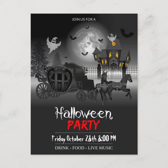  Halloween Party Postcard Invitation  (Front)
