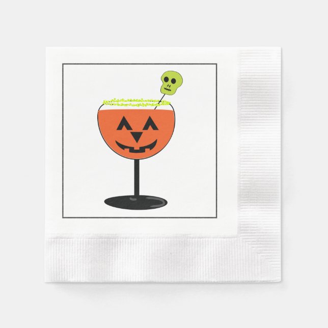 Halloween Party Pumpkin Glass Paper Napkin (Front)
