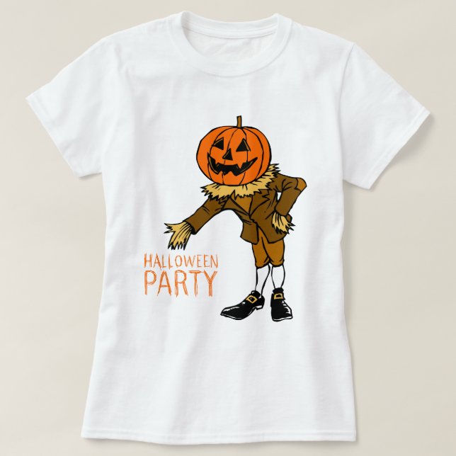 Halloween Party Pumpkin Guy Clip Art, Halloween T-Shirt (Design Front)