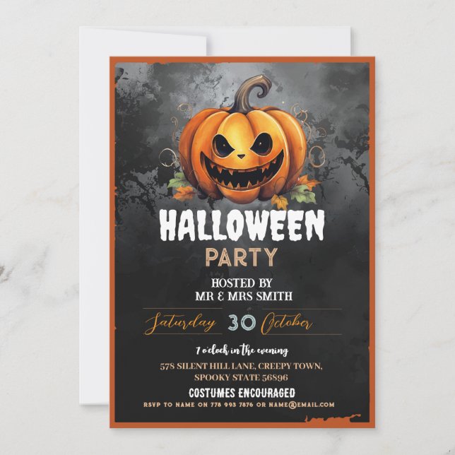 Halloween Party Pumpkin Horror Scary  Invitation (Front)