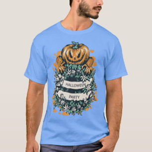 Halloween Party Pumpkin Spooky Scary Creepy Floral T-Shirt