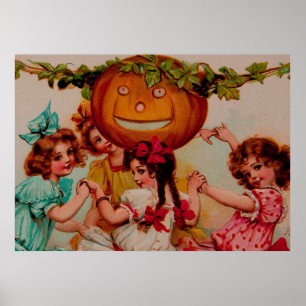 Halloween  Party Pumpkin Vintage Art Poster