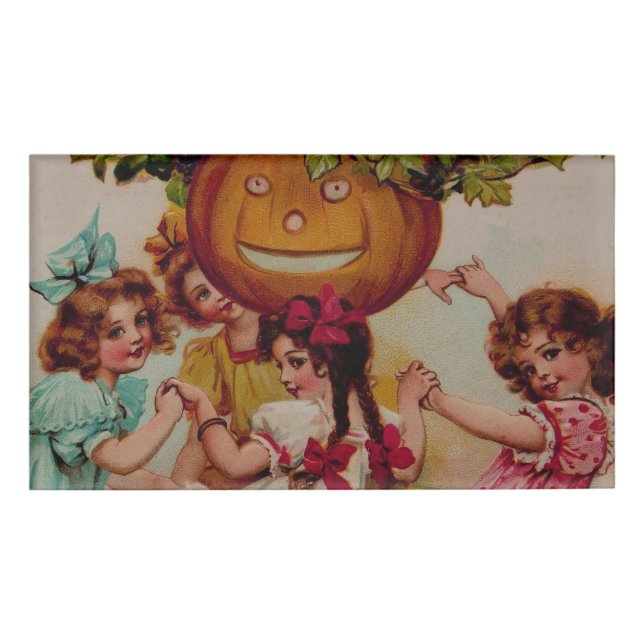 Halloween Party Pumpkin vintage Name Tag (Front)