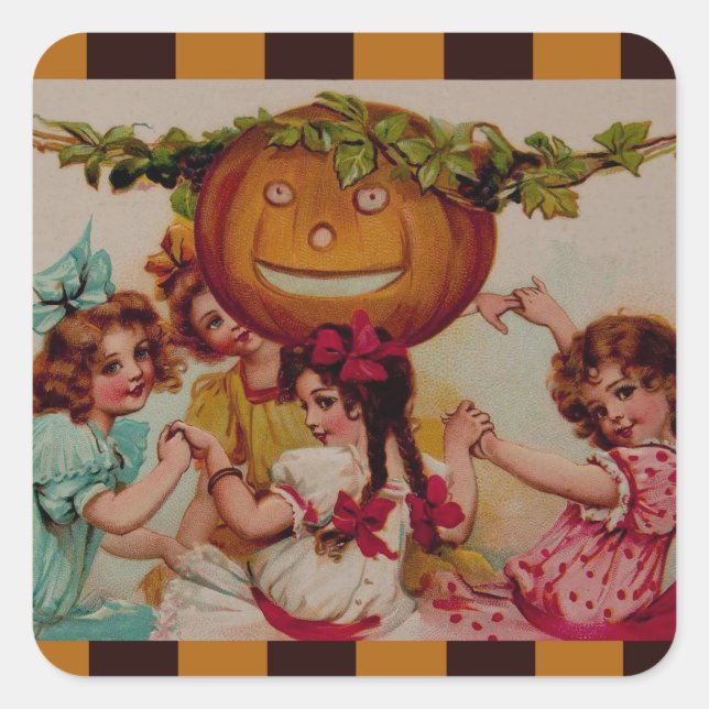 Halloween Party Pumpkin vintage Square Sticker (Front)