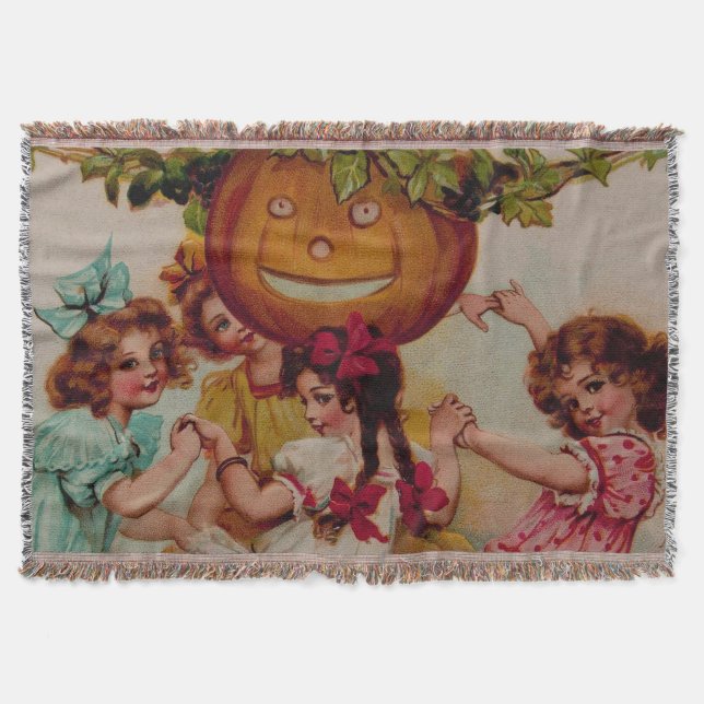 Halloween Party Pumpkin vintage Throw Blanket (Front)