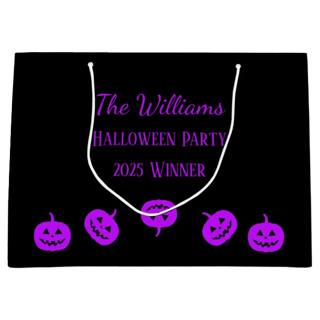 Halloween Party Purple Pumpkins Large Gift Bag (Front)