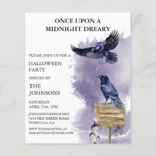 Halloween Party Raven Crow Watercolor 