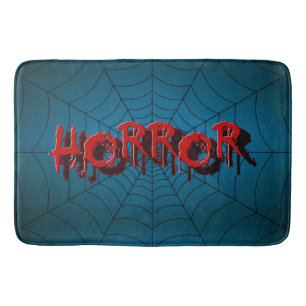 Halloween Party Red Horror Spider Web Blue Scary Bath Mat
