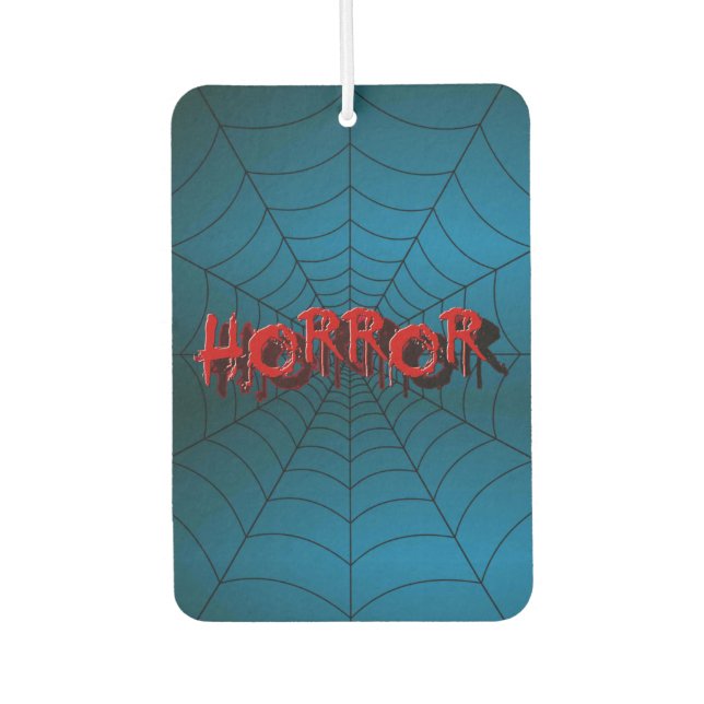Halloween Party Red Horror Spider Web Blue Scary Car Air Freshener (Front)