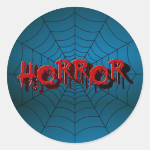 Halloween Party Red Horror Spider Web Blue Scary Classic Round Sticker