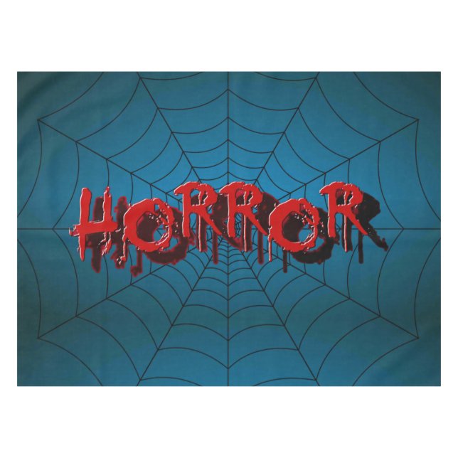 Halloween Party Red Horror Spider Web Blue Scary Tablecloth (Front (Horizontal))