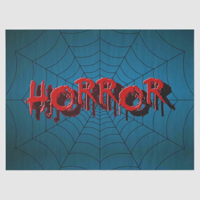 Halloween Party Red Horror Spider Web Blue Scary Tissue Paper (Front)