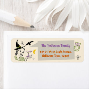 Halloween Party Retro Witch Custom Name Address