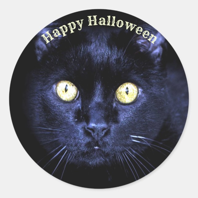 Halloween Party Scary Black Cat Horror Night Classic Round Sticker (Front)