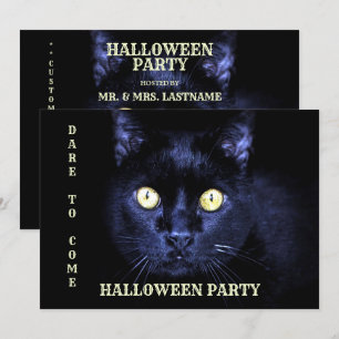 Halloween Party Scary Black Cat Horror Night Invitation