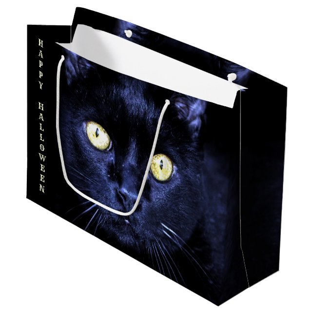 Halloween Party Scary Black Cat Horror Night Large Gift Bag (Front Angled)