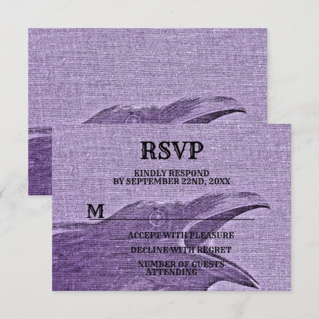 Halloween Party Scary Craw Purple Spooky RSVP Card (Front/Back)