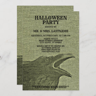 Halloween Party Scary Craw Yellow Green Spooky Invitation