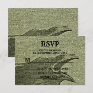 Halloween Party Scary Craw Yellow Green Spooky RSVP Card