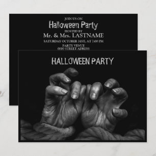 Halloween Party Scary Evil Hands Black Spooky Invitation