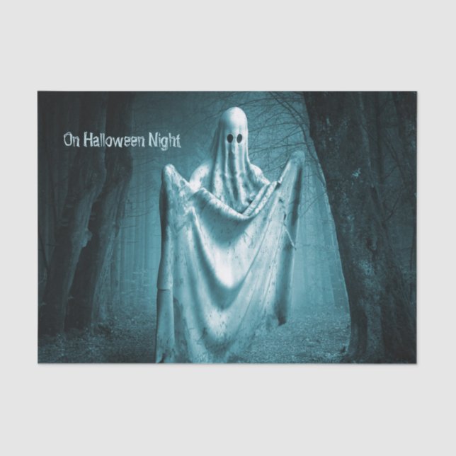 Halloween Party Scary Ghost Dark Blue Night Black Tissue Paper (Front)