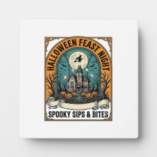Halloween Party Shirt Spooky Feast Haunted House_1 Plaque
