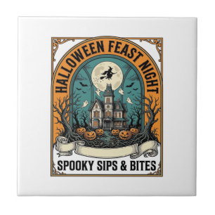 Halloween Party Shirt Spooky Feast Haunted House_1 Tile