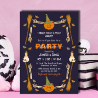 Halloween Party Skeleton Hand Witch Broom Gothic