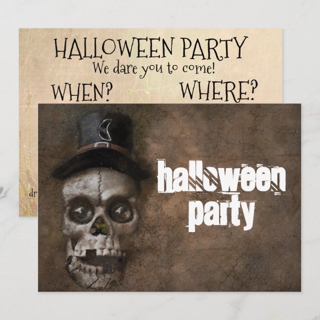 Halloween Party Skull Invitation Personalised (Front/Back)