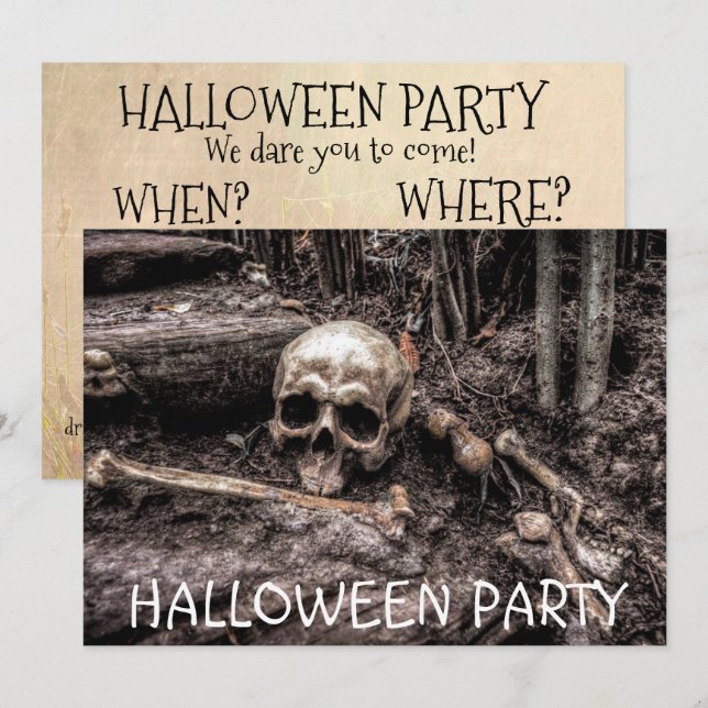 Halloween Party Skull Invitation Personalised (Front/Back)