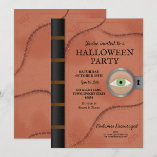Halloween Party Spell Book Hocus Eye Horror Invitation